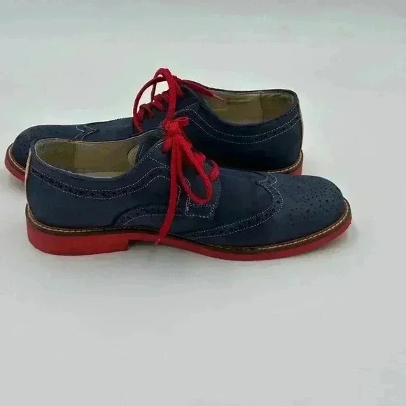 Custom Made Blue Suede Wingtip Men’s Shoes with Red Soles & Laces | Size 9 - Picture 6 of 10